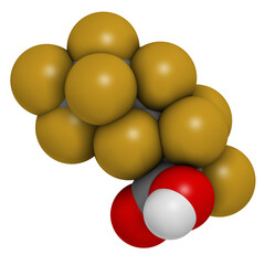 Perfluoroheptanoic acid (PFHpA) PFAS molecule.