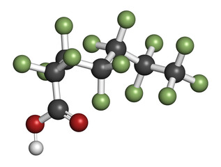Perfluoroheptanoic acid (PFHpA) PFAS molecule.
