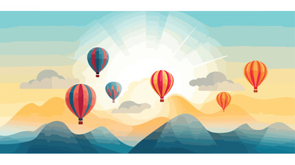 Fototapeta na wymiar Colorful hot air balloons floating in the sky at su
