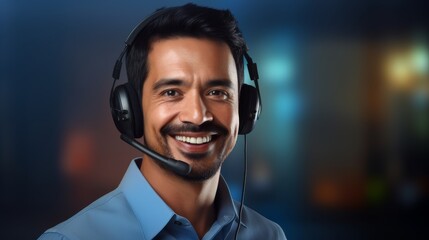 Smiling Man Wearing Headset