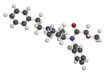 Ocfentanil synthetic opioid drug molecule.