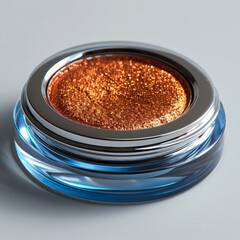 Orange Eyeshadow with Blue and Silver Packaging on White Background
