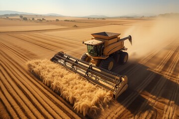 Combine harvester working on wheat field. Combine harvester working on wheat field.