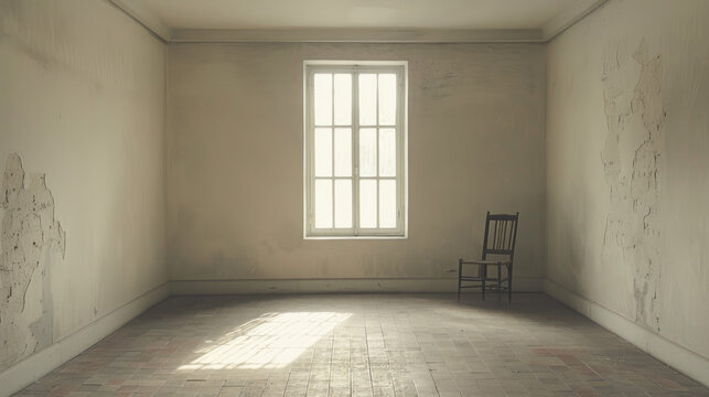 Empty Room: A stark image of an empty room with sparse furnishings, emphasizing the sense of emptiness and solitude that can accompany loneliness. Generative AI