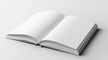 Mockup opened white book isolated on white background. 3D rendering