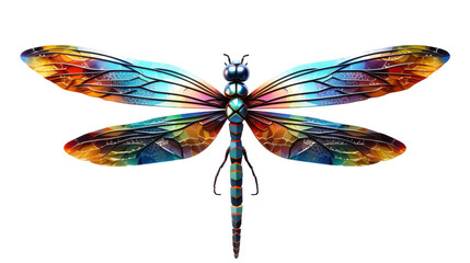 Obraz na płótnie Canvas A vibrant dragonfly perches delicately on a pristine white surface
