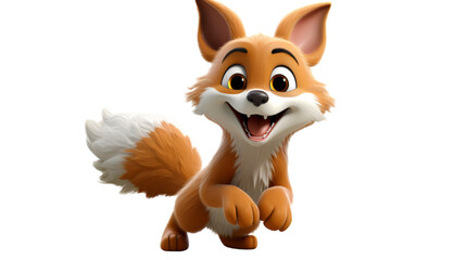 Obraz premium A joyful cartoon fox with a large smile on its face