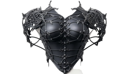 A black mask adorned with menacing barbed wire, exuding a sense of mystery and danger