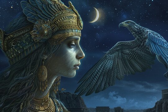 Nephthyss Voyage Beyond the Veil  Nephthys guides a nocturnal voyage beyond the veil of reality exploring realms of mystery and enchantment where the night reveals its secrets.