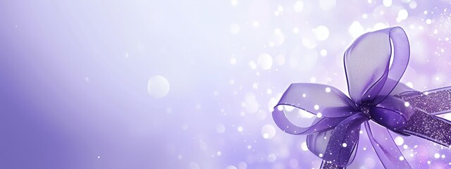 a bow with a ribbon on a purple background