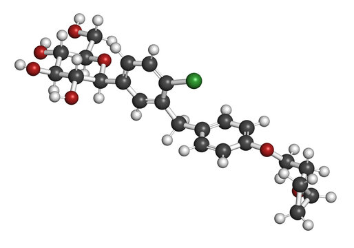 Bexagliflozin diabetes drug molecule.