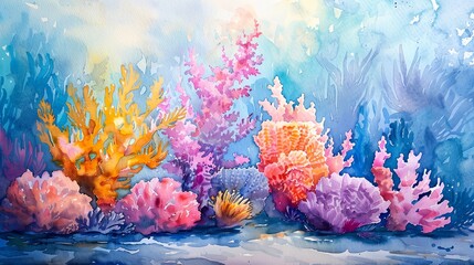 a painting of a colorful coral reef