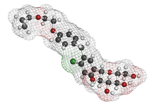 Bexagliflozin diabetes drug molecule.