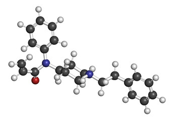 Acrylfentanyl synthetic opioid molecule.
