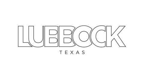Lubbock, Texas, USA typography slogan design. America logo with graphic city lettering for print and web.