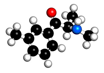 3-MMC (metaphedrone, 3-methylmethcathinone) designer drug molecule.
