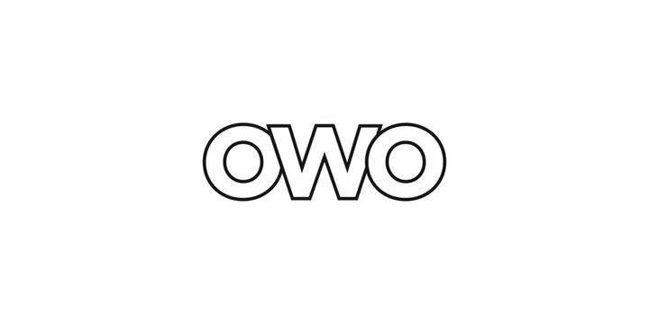 Owo in the Nigeria emblem. The design features a geometric style, vector illustration with bold typography in a modern font. The graphic slogan lettering.