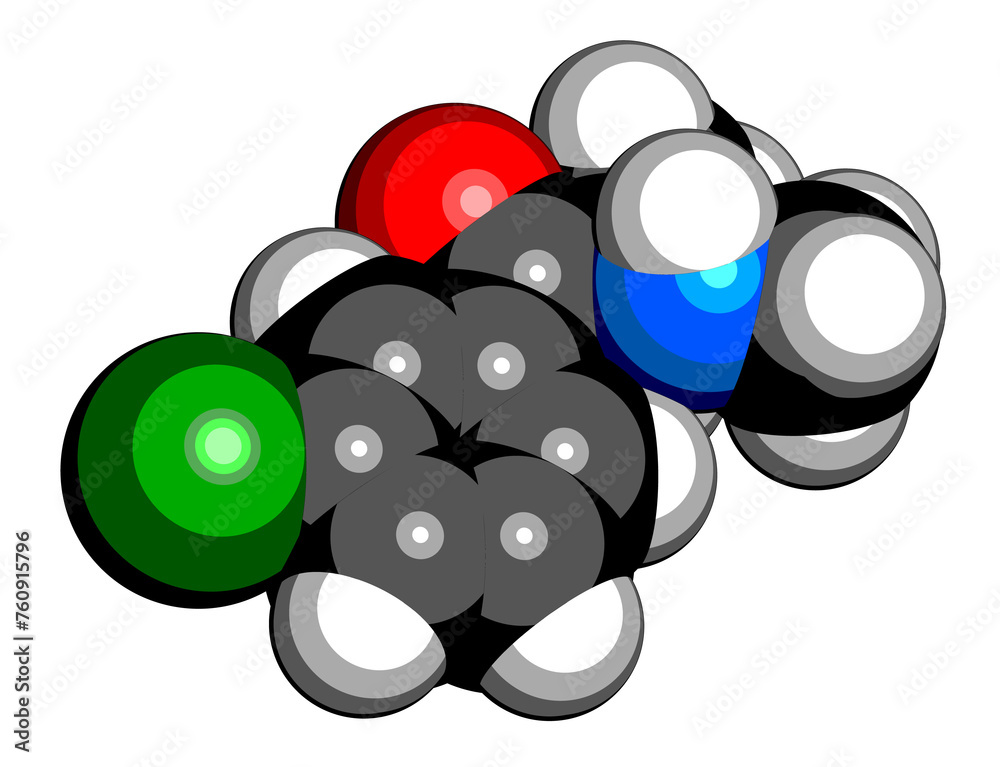 Wall mural 3-chloromethcathinone stimulant drug molecule.