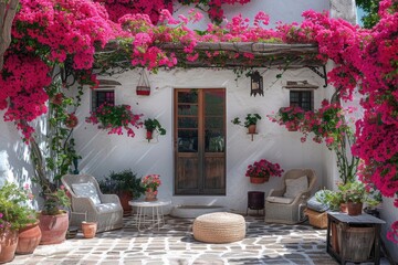 Fototapeta na wymiar Courtyard with Flowers decorated - Patio Fest, Spain, Europe