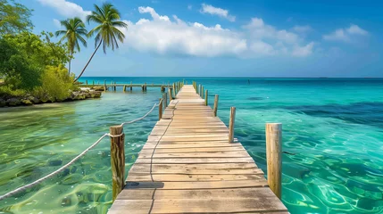 Poster Im Rahmen wooden pier in tropical paradise © Laura