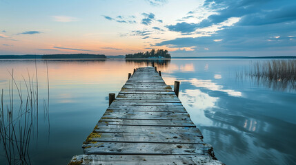 wooden pier at sunset - Powered by Adobe