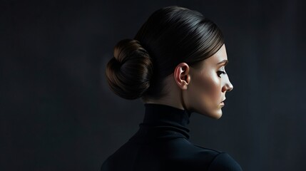 Woman with sleek chignon hairstyle