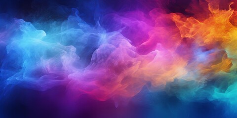 Colorful Smoke Swirling in Air on Black Background