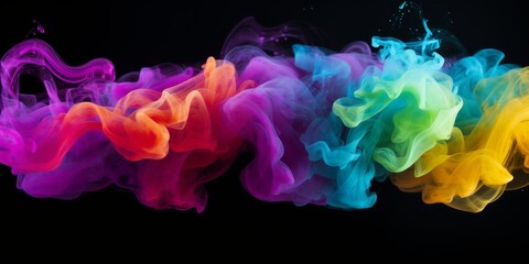 Group of Multicolored Smokes on Black Background