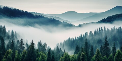 Foggy Forest Filled With Trees