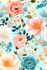 Floral seamless pattern. Can be used for printing on fabric, wallpaper, wrapping paper