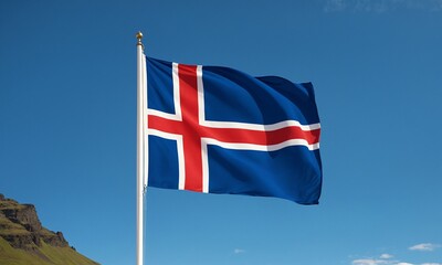 Waving Iceland flag