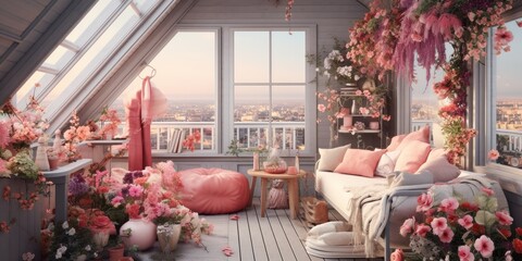 Abundant Pink Flowers Filling Room