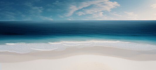 Serene White Sandy Beach and Clear Blue Sky
