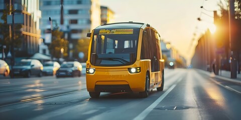 Driverless Bus Ensures Safe and Efficient Transportation for Passengers. Concept Automated Vehicles, Public Transportation, Safety Measures, Efficiency Benefits, Passenger Experience