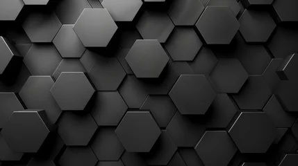 Foto op Plexiglas Sleek Black Hexagonal Pattern Background © TETIANA