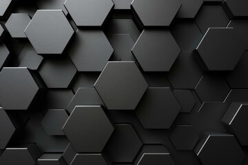 Modern Black Hexagon Texture for High-Tech Design - obrazy, fototapety, plakaty