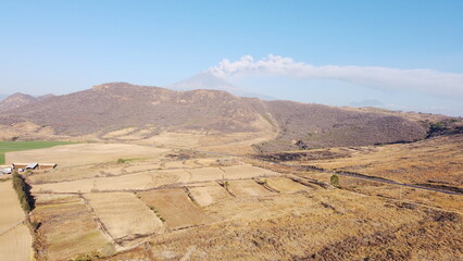 DRONE PHOTOGRAPHY OF THE POPOCATEPETL VOLCANO IN ATLIXCO PUEBLA MEXICO