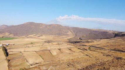 DRONE PHOTOGRAPHY OF THE POPOCATEPETL VOLCANO IN ATLIXCO PUEBLA MEXICO