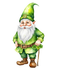 Cute st patricks day gnome, watercolor style. Happy Saint Patrick Day