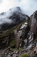 Imountain summit in clouds