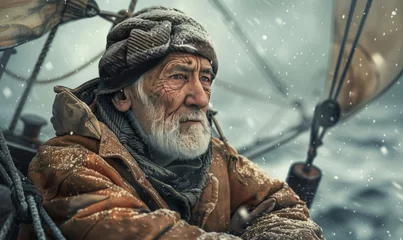 Foto op Plexiglas old man old sailor portrait boat © Андрей Трубицын