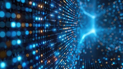 Obraz premium Blue Digital Data Stream Abstract Background
