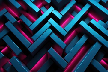 Vibrant Geometric Abstract Background with Pink and Blue Shapes - obrazy, fototapety, plakaty