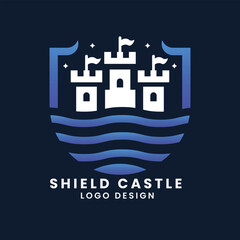 Shield castle home building vector logo design template - obrazy, fototapety, plakaty