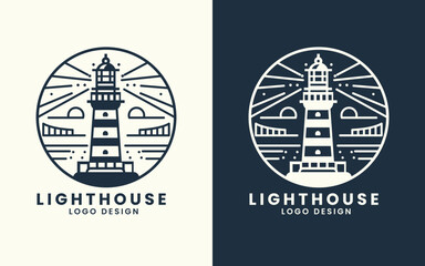 Simple lighthouse symbol sign concept logo design vector template