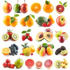 fruits set isolated on white background
