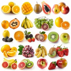 fruits set isolated on white background