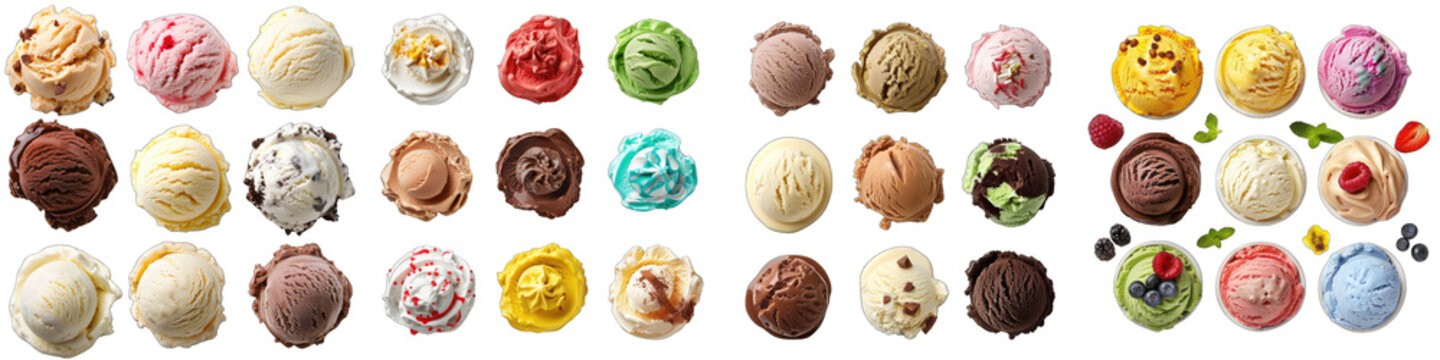 Specialty Ice Cream Flavors  Hyperrealistic Highly Detailed Isolated On Transparent Background Png File