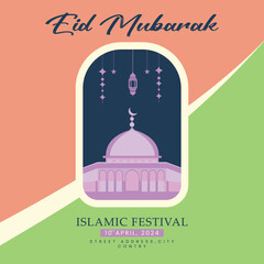 Glorious Eid Mubarak Celebration - Radiant Colors & Ornate Design Showcase Muslim Festival