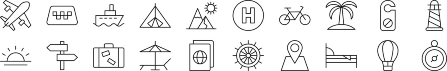 Travel linear vector icons collection. Editable stroke. Simple linear illustration for web sites, newspapers, articles book © Dilia Almukhambetova